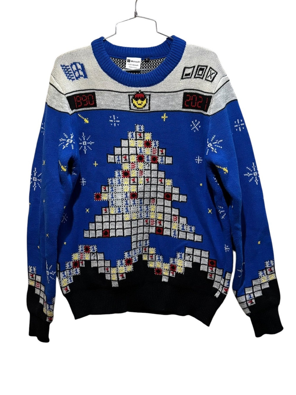 NWOT Microsoft Ugly Sweater Minesweeper Pixel Tree Size S Christmas 2021 Retro
